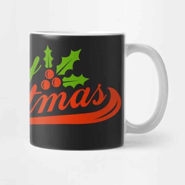 Retro Merry Christmas Typography Holly by HolidayBug